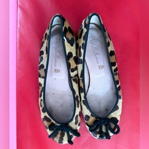 Pretty Ballerinas Leopard Print Pony Hair Ballet Flats - size 38.5 (US 8)